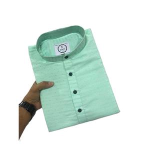 ผ้าผสมผ้าฝ้ายดีไซเนอร์สำหรับผู้ชายสั้นธรรมดาสีเขียวแบบอินเดียดั้งเดิมชุดปาร์ตี้สไตล์ปากีสถานหมายเลขแฟนซี - Product Image 1