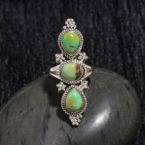 Genuine Green Arizona <b>Turquoise</b> Gemstone Hot Selling Vintage Style Women's Fine Sterling Silver Bezel Setting <b>Ring</b> - Product Image 3