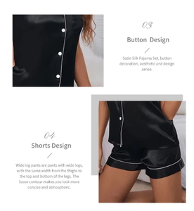 Ensemble pyjama deux pièces pour femme, vêtements de nuit et de détente, pyjama boutonné, ensemble short et haut pour femme - Product Image 2