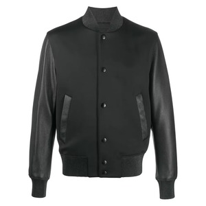 Chaqueta Bomber de Cuero PU Negra para Hombre, Cuello Alto, Cierre de Botones, Corte Regular Informal, para Otoño, Color Sólido - Product Image 3