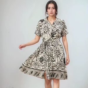 NOUVEAU Robe Midi Personnalisée de Qualité Supérieure pour Femmes, Écologique, Naturelle, Élégante, Décoration en Dentelle, Fabricant de Vêtements, FABRIQUÉ en Inde - Product Image 1