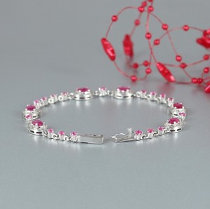 Natural <b>Ruby</b> Stone Charm <b>Bracelet</b> 925 Sterling Silver Gold Plated Red Gemstone Handmade Elegant Luxury Jewelry for Women - Product Image 2