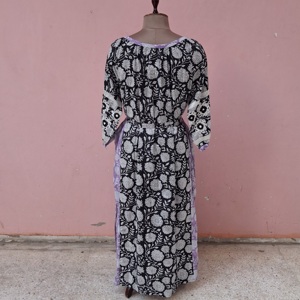 Vestido Maxi Boho con Estampado Floral, Hecho a Mano, Ecológico, Cuello Redondo, Manga Larga, Corte Holgado, Vestido Casual de Verano para Mujer, Cintura Holgada - Product Image 6