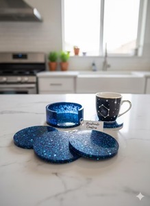 Posavasos de resina hechos a mano con diseño de mármol pastel, tapetes de epoxi ideales para el hogar, la cocina, la sala de estar y conjuntos de regalo decorativos. - Product Image 3