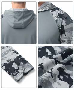 เสื้อฮู้ดตกปลาผู้ชายคุณภาพสูง ออกแบบเองได้ ป้องกันแสงแดด UPF 50 พิมพ์ลายแบบ Sublimation เต็มตัว ป้องกันการหดตัว เย็บตะเข็บเสริมความแข็งแรง ดีไซน์ทันสมัย - Product Image 6