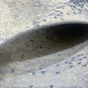 Hand Knotted Wool Abstract Area <b>Rug</b> in Ivory <b>Grey</b> Blue Modern Distressed Pattern for Living Room <b>Bedroom</b> Hotel Decor - Product Image 6