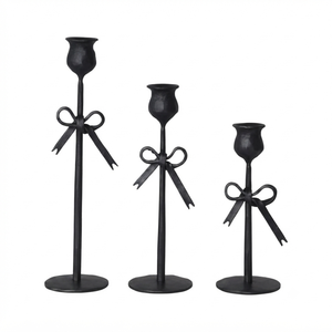 Elegant <b>Black</b> Iron <b>Candlestick</b> Holders Set of 3 for Home Wedding Christmas Decoration Durable Metal Candle Holders - Product Image 5