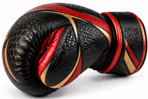 Guantes de Boxeo de Cuero Negros y Rojos al por Mayor, Guantes de Entrenamiento Personalizados con Correa de Gancho y Bucle para la Muñeca, Absorción de Humedad para Artes Marciales Unisex - Product Image 5