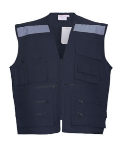 Gilet de travail réfléchissant bleu marine Eastman pour homme avec plusieurs poches, uniforme de sécurité haute visibilité - Product Image 1