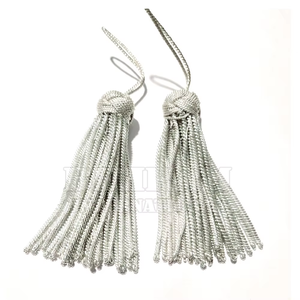 OEM Long Silver Fringe <b>Tassel</b> with Cord Wholesale Clerical <b>Tassel</b> Bullion Wire Metallic Wire for Apparel Garment Home Textile - Product Image 1