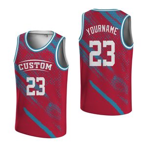 Camiseta de Baloncesto Sublimada Personalizada, Unisex, para Adultos, sin Mangas, de Malla Transpirable, Cuello en V, con Estampado en Degradado Rojo y Azul, con Número - Product Image 1