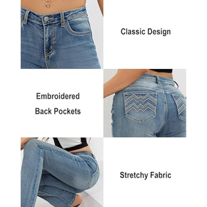 Jeans Bootcut Femme de Haute Qualité, Taille Mi-Haute, Extensible, Coupe Droite, en Denim, pour Tenue Décontractée - Product Image 5