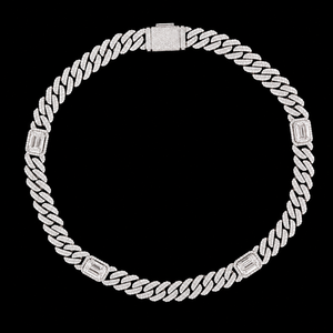 Collier chaîne cubaine exclusive Hip Hop avec diamants Moissanite, bijoux classiques pour homme, plaqué or blanc, unisexe, à porter au quotidien - Product Image 1