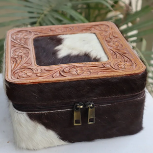 Nuevo estilo occidental hecho a mano con pelo en piel oculta cajas de joyería de cuero joyería esencial casos mínimos - Product Image 1