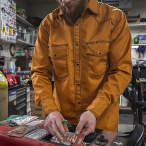Welding <b>Shirt</b> Waterproof <b>Flame</b> Breathable High Temperature Resistance Workwear Cotton Anti Fire Mechanic - Product Image 6