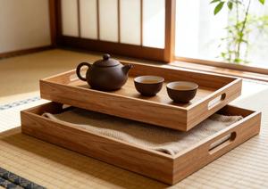 Bandeja de Servicio Rústica de Madera de Acacia Ecológica de Grado Comercial con Asas para Catering y Servicio de Alimentos - Product Image 6