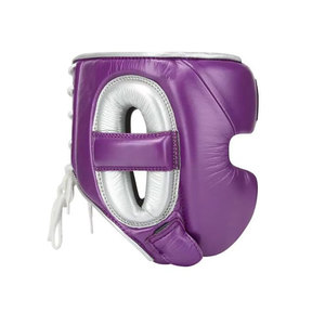 Protège-tête de boxe en cuir PU violet avec fermeture à lacets pour adultes, équipement de protection unisexe - Product Image 5