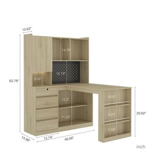 Bureau d'angle moderne pour la maison avec éclairage LED, chargeur, tiroirs et étagère – Bureau d'ordinateur durable pour l'étude ou le travail - Product Image 6