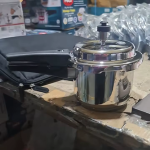 Stainless Steel Pressure <b>Cooker</b> 3.0L MAHADEV Durable Polished Exterior Gas Stove Compatible Outer Lid Closure Hand Wash Only - Product Image 1