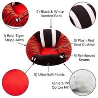 Canapé simple rond en peluche à rayures tigrées OEM ODM, certifié CE UKCA ASTM, coussin de salon imprimé animal multicolore personnalisé, vente en gros