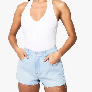 Manufacturer Wholesale Fashionable Women's Boyfriend Denim Shorts High Waisted Vintage Summer Casual 100% Cotton Denim Shorts - Product Image 1