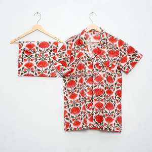 Conjunto de Pijama de Algodón para Mujer al por Mayor, Camiseta de Dormir Floral de Manga Corta, Ropa de Dormir Transpirable y Cómoda para Todas las Estaciones - Product Image 4