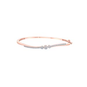 Bracelet ouvert à ligne verticale en or rose avec diamant cultivé en laboratoire - Product Image 2