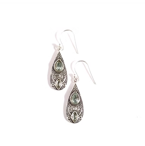 Pendientes Colgantes Vintage de Cuarzo Azul en Forma de Gota de Agua, 5.8 Gramos, Plata de Ley 925, para Bodas y Aniversarios - Product Image 3