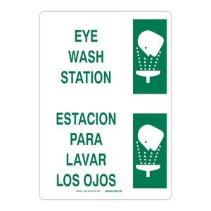 Letrero Bilingüe para Estación de Lavado de Ojos (Inglés/Español), Tablero de Seguridad para Laboratorio, Montado en la Pared - Product Image 1