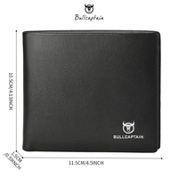 Dompet Kulit Asli BULLCAPTAIN untuk Pria, Anti-RFID, Tipis, Lipat Dua, Warna Hitam, Dompet Pria Kulit, Desainer Merek Khusus