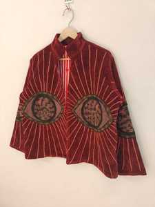 <b>Red</b> <b>Velvet</b> Eye Embroidery Suzani <b>Jacket</b> Handmade Embroidered Boho Coat Tribal Eye Pattern Statement <b>Velvet</b> Outerwear Wholesale - Product Image 4