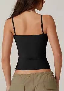 Women's Gym Yoga Crop Tank <b>Top</b> O-Neck Short Knitted Quick Dry Slim Fit 100% Organic Cotton Hip Hop Plus Size - Product Image 3