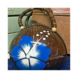 Bolso de Mujer Vintage de Moda, Hecho con Cáscara de Coco, con Cierre de Cremallera, Correa Única, Forro de Algodón y Flores - Product Image 2
