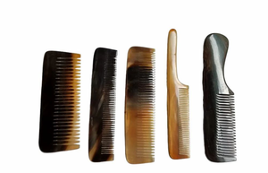 Peigne à dents larges en corne de buffle noir moderne, écologique, fait main, pour homme, soin des cheveux et de la barbe, logo personnalisé, poli, cadeau d'affaires - Product Image 5