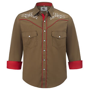 Chemise de cowboy western brodée pour homme, manches longues, coupe classique, imprimé, boutonnée, poches, 100 % coton flanelle, style professionnel - Product Image 4