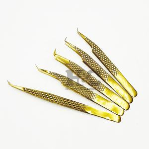 Nouveautés : Pinces à épiler dorées pour extensions de cils, logo de marque privée, acier inoxydable durable, pinces à épiler personnalisées pour vison, emballage - Product Image 2