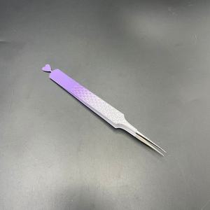 Pince à épiler d'extension de cils en forme de cœur à double ton d'isolation de poignée diamantée en acier inoxydable de haute qualité vente en gros - Product Image 2