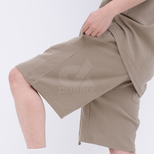 New 2026 Design Casual Men's Summer Shorts Set Breathable Plain Dyed Front Logo Solid Pattern Polyester/Cotton <b>Blend</b> Wholesale - Product Image 5