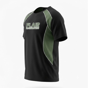 Camiseta con Paneles de Malla, Corte y Confección Personalizados |   Camiseta para Hombre de Talla Grande en Negro y Verde Oliva - Product Image 5