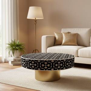 Table basse artisanale en os incrusté, style moderne, pour salon, meuble artistique écologique, pièce d'appoint pour intérieur de salon - Product Image 2