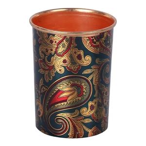 Antique Design 100% Pure Copper <b>Water</b> <b>Bottle</b> Set Joint Free Leak Proof for Office Sports Health Benefits Printed for Drinkware - Product Image 3