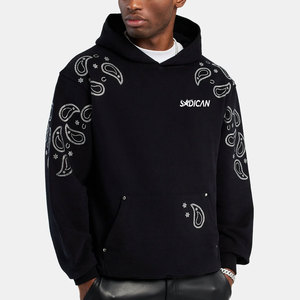 Sudadera con Capucha de Algodón 100% con Pedrería y Bolsillos, Diseño Básico y Cómodo para Invierno, Tejido de Felpa para Uso Casual, MOQ Bajo - Product Image 1