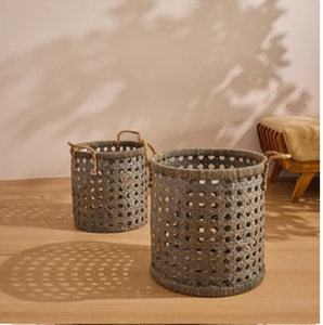 Set Three Woven Bamboo Colander Baskets Eco-Friendly Luxury Design Hanging Function for Drying Vegetables <b>Kitchen</b> Hotel Use - Product Image 3
