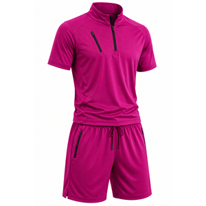 Grace Collection Men's Sporty Streetwear <b>Hooded</b> Quarter-<b>Zip</b> Short Sleeve Top Shorts Set Quick Dry Fleece Winter Solid Color 100% - Product Image 6