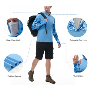 เสื้อฮู้ดตกปลาป้องกันรังสียูวีขายส่ง ผู้ผลิต OEM รับผลิตตามสั่งจำนวนมาก แบรนด์ส่วนตัว สไตล์มินิมอล ผู้จัดจำหน่าย - Product Image 6