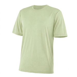 T-shirt en jersey de coton bleu clair à manches courtes et col rond pour homme, coupe classique, couleur unie, tissu tricoté respirant - Product Image 5
