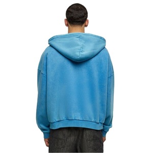 Relevo Industries <b>Men's</b> Oversized Blue Hooded Zip-Up Sweatshirt 100% Cotton French Terry Casual Autumn Wear For <b>Men</b> - Product Image 2