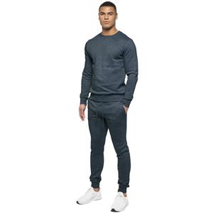 Sudadera de Cuello Redondo para Hombre, Color Gris Oscuro, Corte Ajustado, Tejido de Algodón, Estilo Casual para Otoño, Diseño de Color Sólido con Bolsillo - Product Image 3
