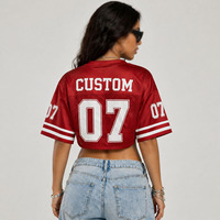 Maroon American Football Jersey Crop Top Two Piece Set Number Patchwork OEM ODM Wholesale Bulk Supplier