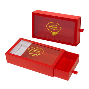 Customize <b>Thin</b> Rectangle Packaging Clear PVC Window Paper Boxes Slid Drawer Gift Package Box with Clear PVC Window Lid - Product Image 6